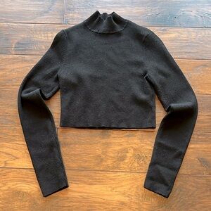 H&M Cropped Turtleneck Sweater Black